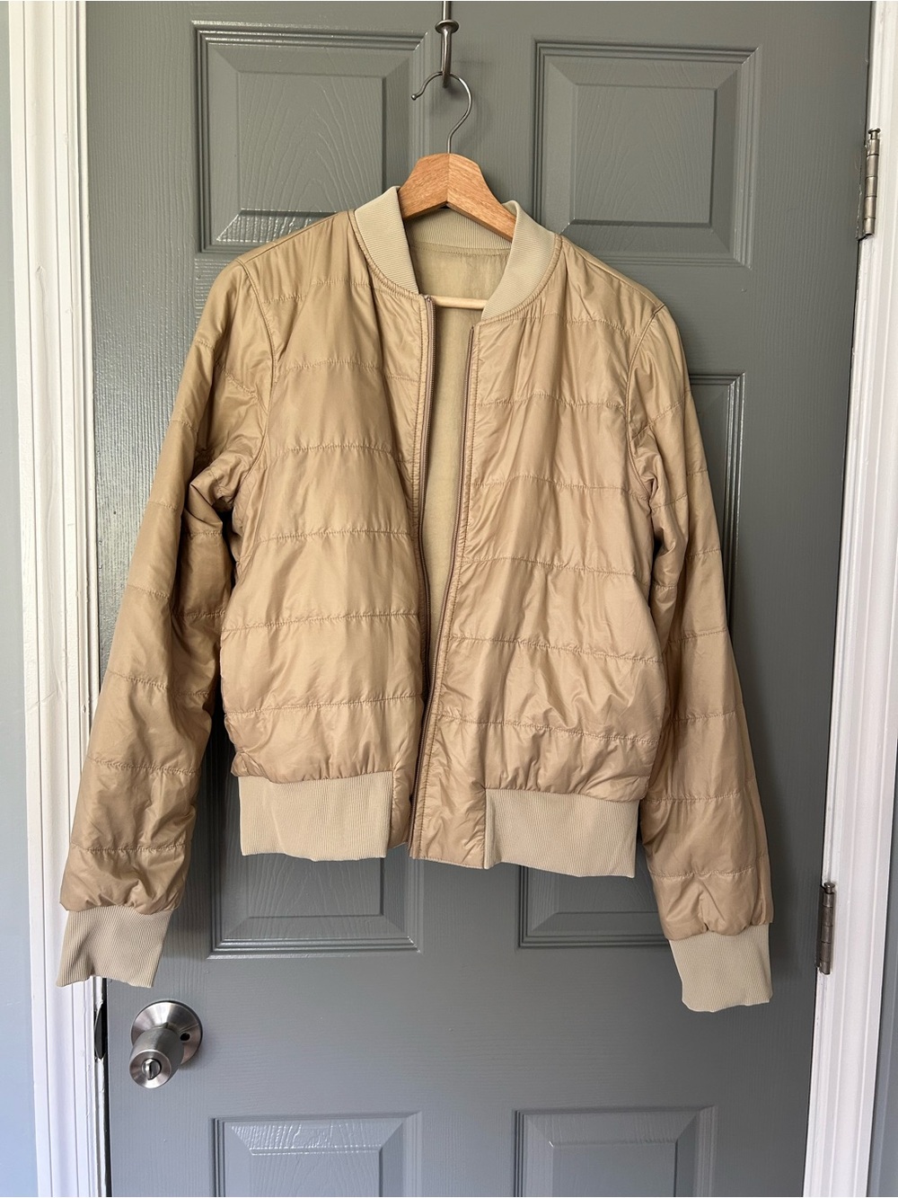 Lululemon Lightweight Bomber Jacket in tan / gold